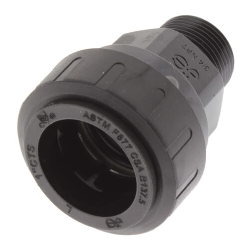 Main product image of PSEI013626E PEX Male Connector, 1" CTS x 3/4" NPT, Black