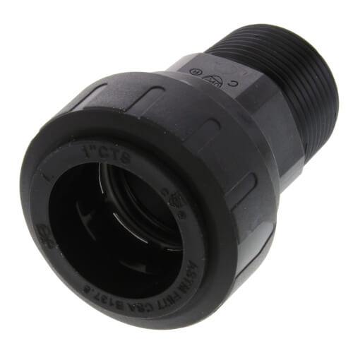 Main product image of PSEI013628E PEX Male Connector, 1" CTS x 1" NPT, Black