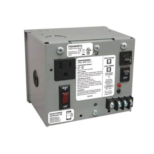 Main product image of Single 40 VA Power Supply, UL Class 2, 10 Amp Main Breaker, (120 Vac to 24 Vac Enclosure)
