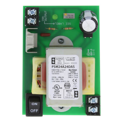 Main product image of 4"/2.75" Track Mount Isolated Linear DC Power Supply, 24 Vac to 1.5-28 Vdc