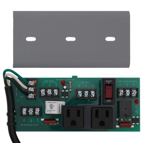 Main product image of UPS Power Control Center, 10A Switch / Circuit Breaker, 120 Vac, 2 Outlets, Terminals, Status Contacts, 2-3/4" Track Mount