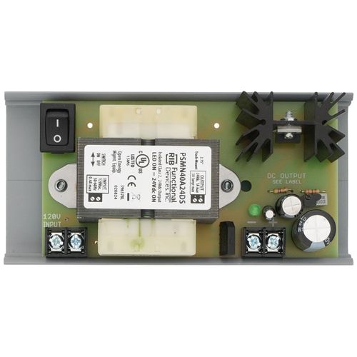 Main product image of 2-3/4" Track Mount Isolated Linear DC Power Supply, 120 Vac to 24 Vdc, 1 Amp