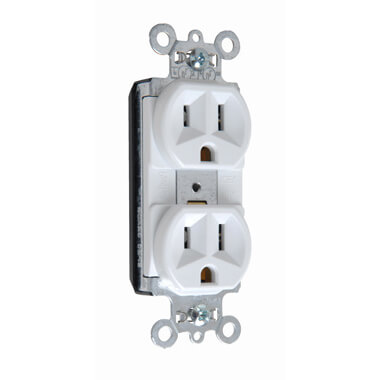 Main product image of PlugTail Commercial Grade Duplex Receptacle, 2P, 15A, NEMA 5-15R - White (125V)