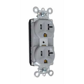 Main product image of PlugTail Commercial Grade Duplex Receptacle, 2P, 20A, NEMA 5-20R - Gray (125V)