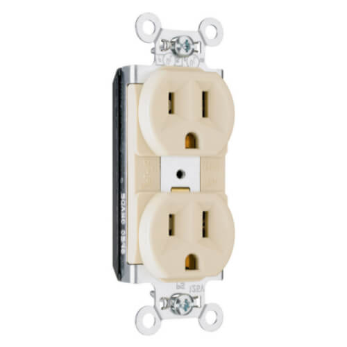 Main product image of PlugTail Commercial Grade Duplex Receptacle, 2P, 20A, NEMA 5-20R - Ivory (125V)
