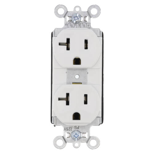 Main product image of PlugTail Commercial Grade Duplex Receptacle, 2P, 20A, NEMA 5-20R - White (125V)