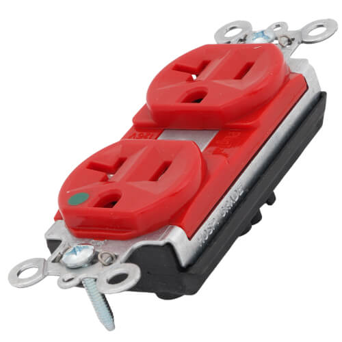 Main product image of PlugTail Heavy-Duty Hospital Grade Duplex Receptacle, 2P, NEMA 5-20R - Red (125V)