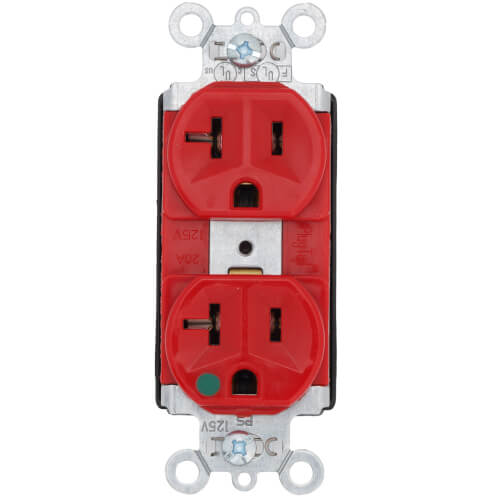 Main product image of PlugTail Heavy-Duty Hospital Grade Duplex Receptacle, 2P, NEMA 5-20R - Red (125V)