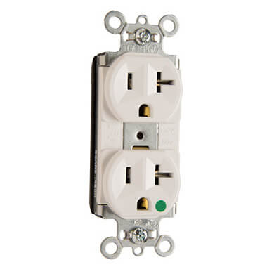 Main product image of PlugTail Heavy-Duty Hospital Grade Duplex Receptacle, 2P, NEMA 5-20R - White (125V)
