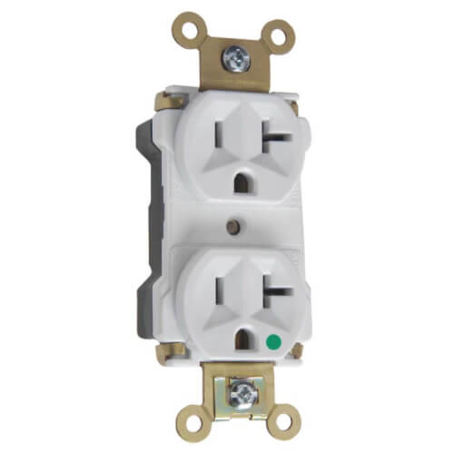 Main product image of PlugTail Extra Heavy-Duty Hospital Grade Duplex Receptacle, 2P, 20A, NEMA 5-20R - White (125V)