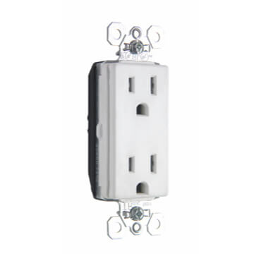 Main product image of PlugTail Tamper-Resistant Decorator Spec-Grade Duplex Receptacle, 15A, NEMA 5-15R - White (125V)