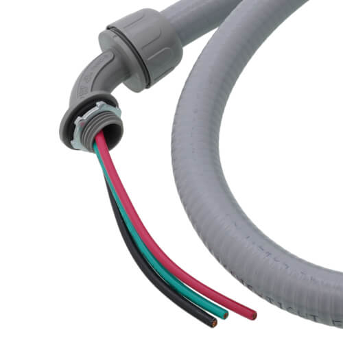 Main product image of 1/2" X 4' Whip with Non-Metallic Fitting (Straight X 90 Degree [#10 Wire])