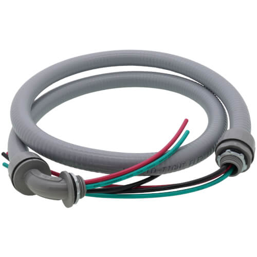 Main product image of 1/2" X 4' Whip with Non-Metallic Fitting (Straight X 90 Degree [#10 Wire])