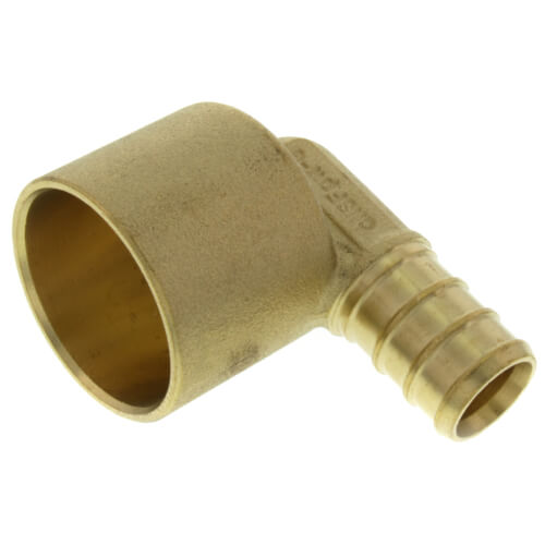 Main product image of 1/2" PEX x 3/4" Copper Pipe Brass Elbow (Lead Free)