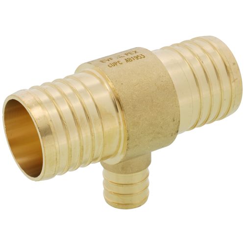 Main product image of 1-1/2" PEX x 1-1/2" PEX x 3/4" PEX Brass Tee (Lead Free)