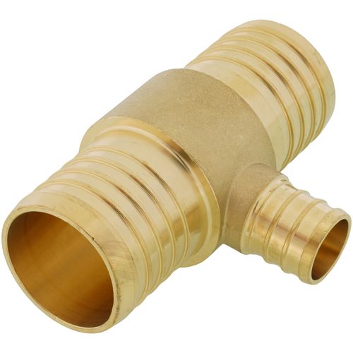 Main product image of 1-1/2" PEX x 1-1/2" PEX x 3/4" PEX Brass Tee (Lead Free)