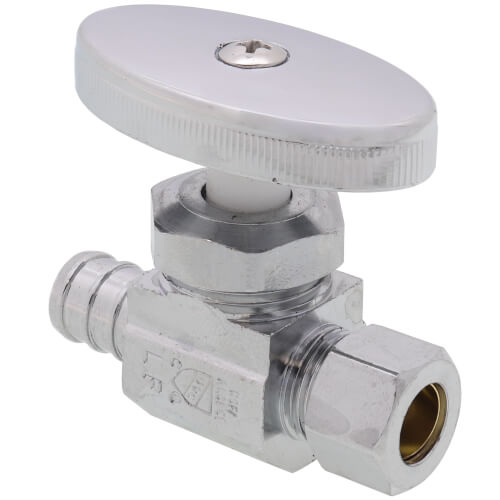 Main product image of 1/2" PEX x 3/8" OD Compression Straight Stop Valve, Multi Turn (Lead Free)