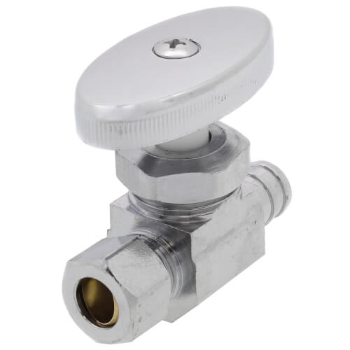 Main product image of 1/2" PEX x 3/8" OD Compression Straight Stop Valve, Multi Turn (Lead Free)