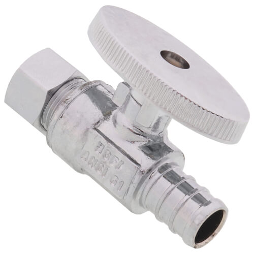 1/2" PEX x 3/8" OD Compression Straight Stop Valve (1/4 Turn) (Lead Free)