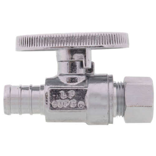1/2" PEX x 3/8" OD Compression Straight Stop Valve (1/4 Turn) (Lead Free)