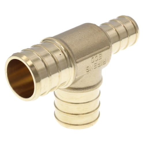 3/4" PEX x 1/2" PEX x 3/4" PEX DZR Brass Tee (Lead Free)