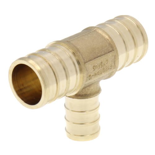 3/4" PEX x 3/4" PEX x 1/2" PEX DZR Brass Tee (Lead Free)