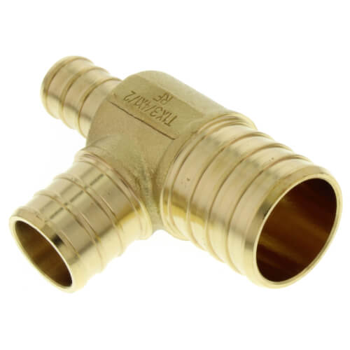 Main product image of 1" PEX x 1/2" PEX x 3/4" PEX DZR Brass Tee (Lead Free)