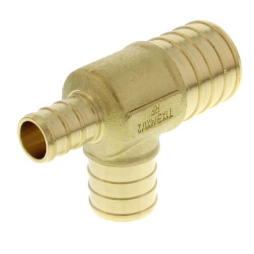 Main product image of 1" PEX x 1/2" PEX x 3/4" PEX DZR Brass Tee (Lead Free)