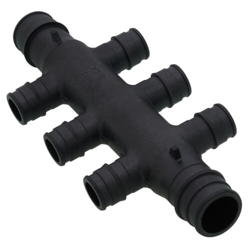 Main product image of EP Flow-Through Opposing Port Multi-Port Tee, 6 Outlets, 3/4"