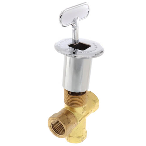 Universal Gas Log Lighter Valve w/ Key & Nut, Chrome Escutcheon