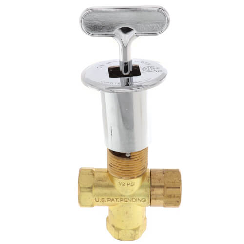 Universal Gas Log Lighter Valve w/ Key & Nut, Chrome Escutcheon
