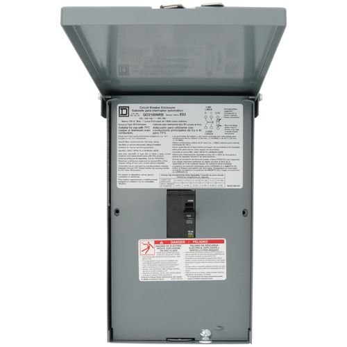 Main product image of QO 2 Pole Outdoor Load Center Circuit Breaker Enclosure, 2 Space, 120/240V (100A) - Consumer Pack