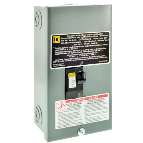 Main product image of QO Non-Fuse Molded Case A/C Disconnect Switch (240V, 60A, NEMA 1)