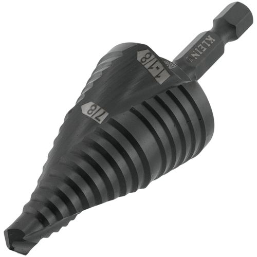 Main product image of Step Drill Bit, Quick Release, Double Spiral Flute, 7/8 to 1-1/8"