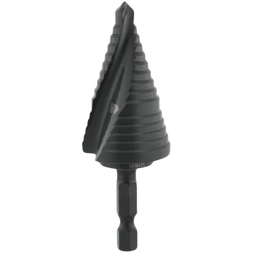 Main product image of Step Drill Bit, Quick Release, Double Spiral Flute, 7/8 to 1-1/8"