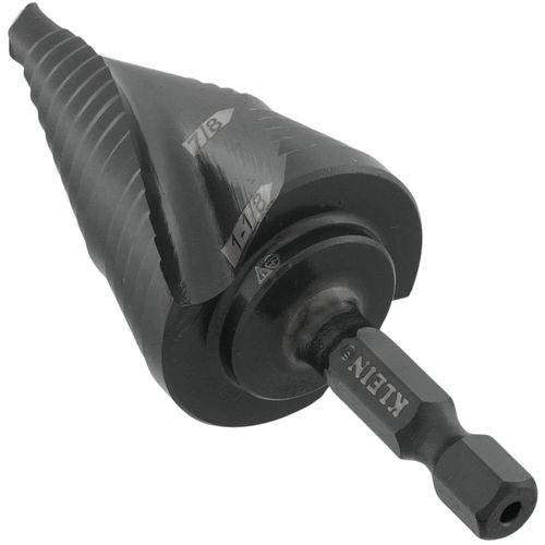 Main product image of Step Drill Bit, Quick Release, Double Spiral Flute, 7/8 to 1-1/8"