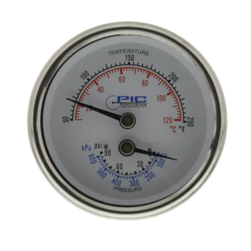Main product image of Temperature & Pressure Gauge (70-250°F, 0-90 psi), R0060600