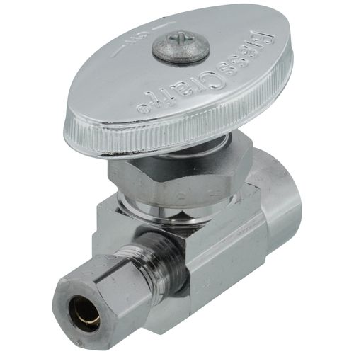 Main product image of 1/2" Nominal Sweat x 1/4" OD Compression Multi-Turn Straight Stop Valve (Chrome Plated)