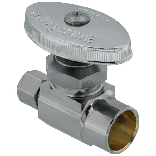 Main product image of 1/2" Nominal Sweat x 1/4" OD Compression Multi-Turn Straight Stop Valve (Chrome Plated)
