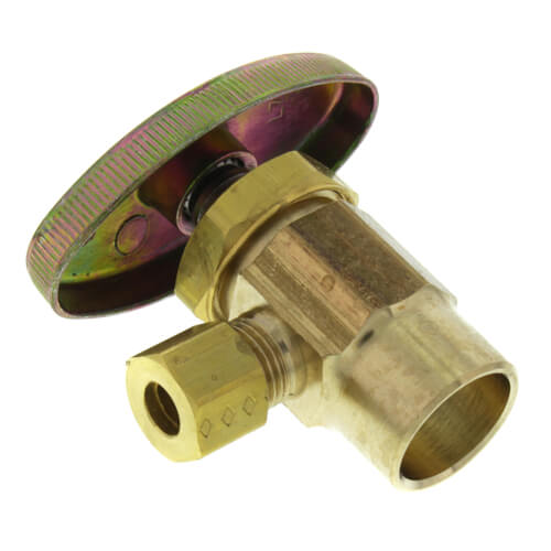Main product image of 1/2" Nom. Sweat x 1/4" O.D. Compression Stop Valve, Lead Free (Rough Brass)
