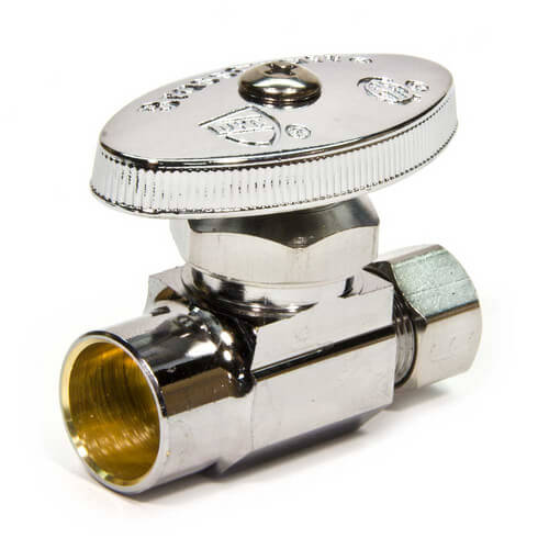 Main product image of 1/2" Nom. Sweat x 3/8" O.D. Compr. Straight Stop Valve (Chrome Plated)