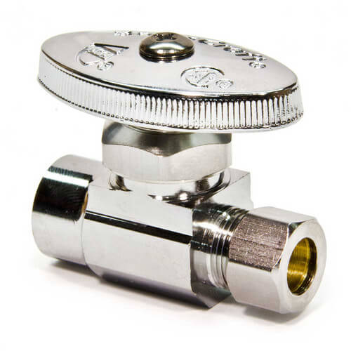 Main product image of 1/2" Nom. Sweat x 3/8" O.D. Compr. Straight Stop Valve (Chrome Plated)