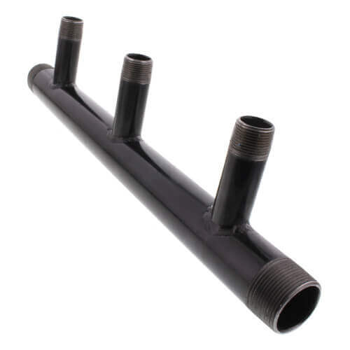 Main product image of 2" Black Steel Boiler Header with 1-1/4" Outlets (3 Branches)
