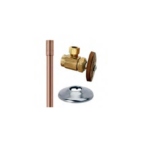 Main product image of 1/2" Sweat x 3/8" OD Comp Faucet Supply Kit - Angle Stop w/ Sweat Riser, 12" Length (Rough Brass)