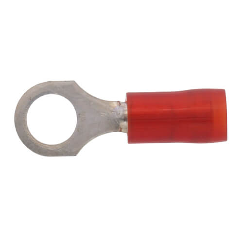 Main product image of #10 Bolt Hole Nylon Insulated Copper Ring Terminal, 22-16 AWG (Red)