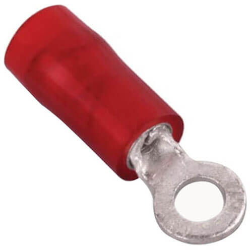 #4 Bolt Hole Nylon Insulated Copper Ring Terminal, 22-16 AWG (Red)