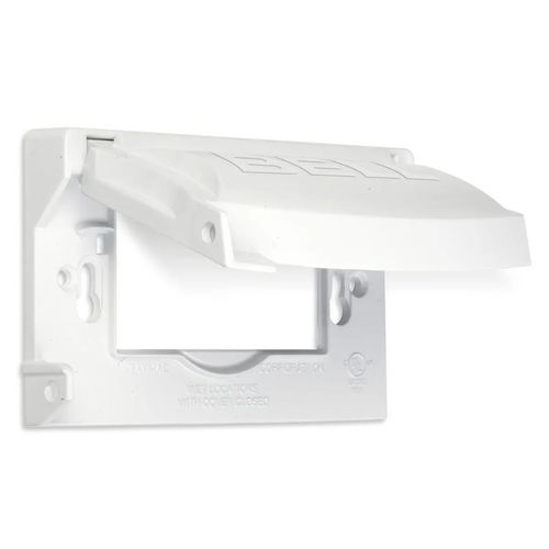 Main product image of 1-Gang Flip Metallic Heavy-Duty Weatherproof Outlet Cover, Vertical/Horizontal, White, MX1250W