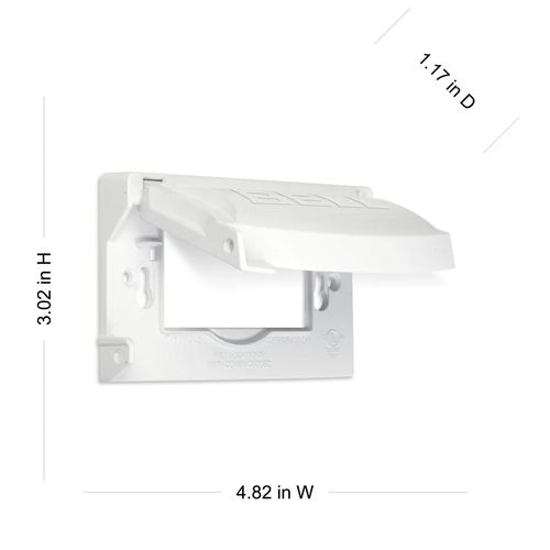 Main product image of 1-Gang Flip Metallic Heavy-Duty Weatherproof Outlet Cover, Vertical/Horizontal, White, MX1250W
