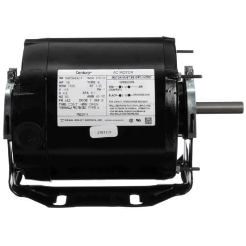 RB2014 - Century RB2014 - 1/6 HP 115v Fan and Blower HVAC/R Motor, 1 PH ...