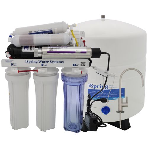 Main product image of 7 Stage Under Sink RO Water Filter w/ Booster Pump, Alkaline Ph+ Remineralization & UV Filter (100 GPD)
